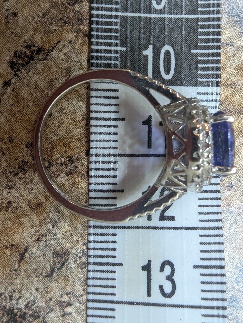 Elegant Blue Halo Tanzanite Diamond Cocktail Ring - Picture 10 of 10